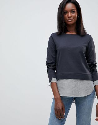 Oasis 2-In-1 Sweater With Shirting Detail