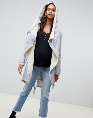 DESIGN Maternity waterfall parka with borg liner