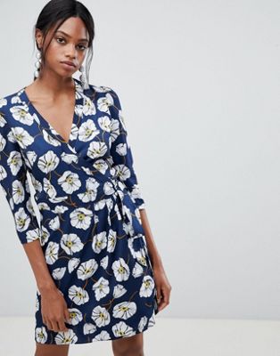 Liquorish Floral Print Wrap Dress