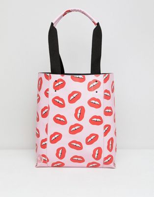 Mi Pac x Tatty Devine Pink Lips Print Shopper Bag Bag