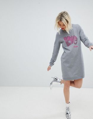 Love Moschino Sequined Logo Sweat Dress