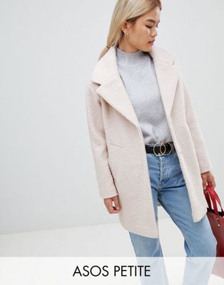 DESIGN Petite cocoon coat in texture