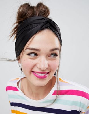 DESIGN Twist Block Headscarf In Black