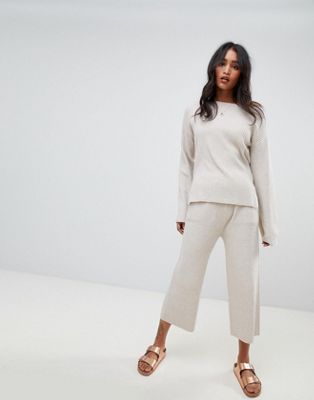 Micha Lounge Wide Leg Cropped Ribbed Joggers Two-Piece