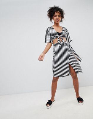 Monki Mono Stripe Beach Skirt