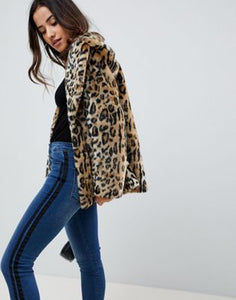 DESIGN animal faux fur coat