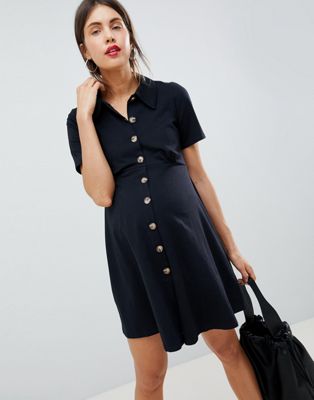 DESIGN Maternity polo shirt dress with tortoiseshell buttons