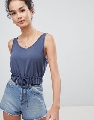 DESIGN crop tank with tie front detail