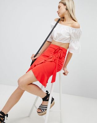 DESIGN wrap mini skirt with tie waist