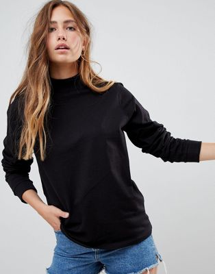 DESIGN lightweight high neck sweat in black