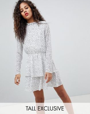 Missguided Tall Polka Dot Tiered Dress