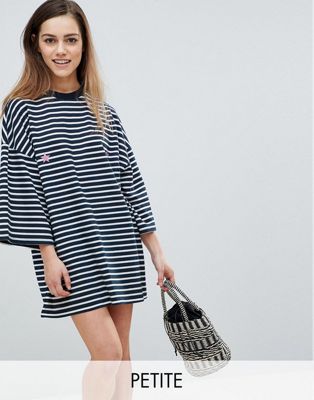 Missguided Petite Star Print Striped T-Shirt Dress
