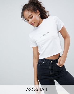 DESIGN Tall Crop T-Shirt With Floral Arrow Print