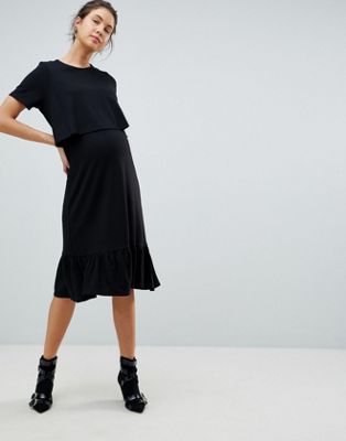 DESIGN Maternity Nursing double layer t-shirt dress with pephem