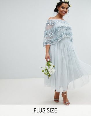 Maya Plus Embellished Bardot Layered Midaxi Dress