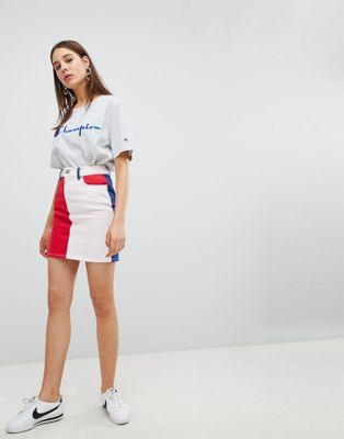 DESIGN denim original skirt in color block