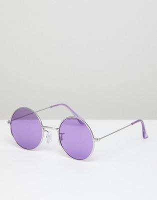 Jeepers Peepers Round Sunglasses In Lilac Tinted Lens
