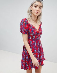 Boohoo Floral Prairie Bustier Dress