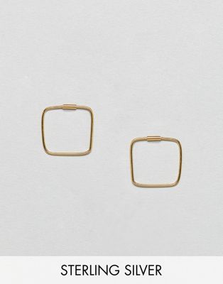 DESIGN Gold Plated Sterling Silver Square Hoop Earrings