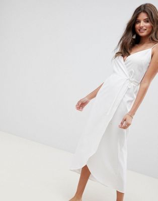 DESIGN Linen Wrap Side Maxi Dress