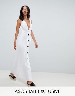 DESIGN Tall plunge city maxi with button front detail