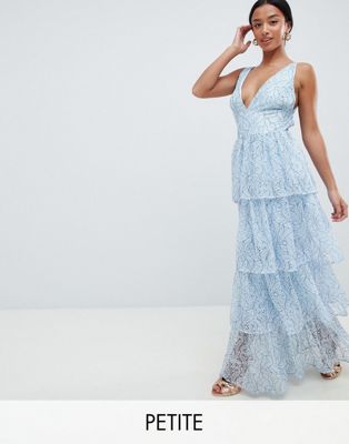 Missguided Petite Lace Tiered Maxi Dress