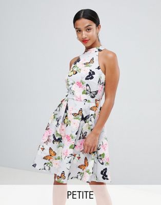 Paper Dolls Petite Printed Mini Prom Dress