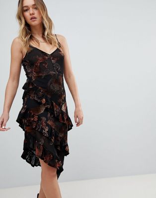 Honey Punch Layered Cami Dress In Sheer Velvet Burnout