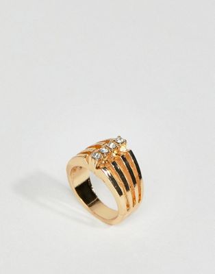 DESIGN ring in vintage style with triple row in gold