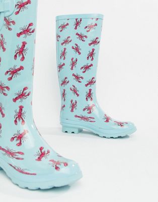 DESIGN Gloria lobster print wellies
