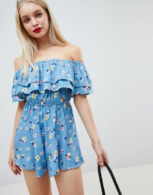 Influence Floral Bardot Romper