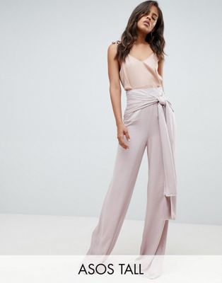 DESIGN Tall Occasion Oversized Tie Front Wide Leg Pants