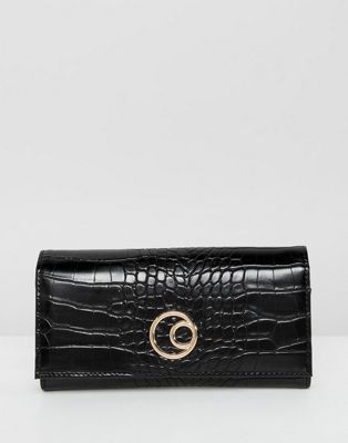 DESIGN double circle croc foldover purse