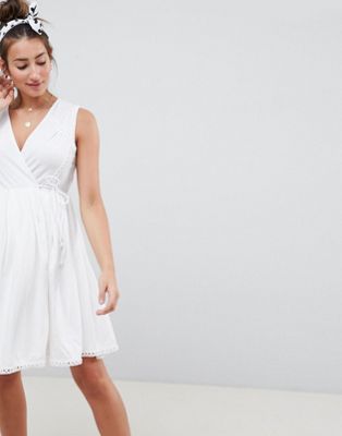 DESIGN Maternity mini wrap sundress with embroidered trims