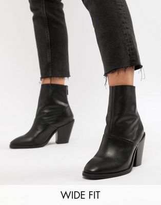 DESIGN Wide Fit Elexis leather ankle sock boots