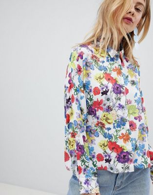 DESIGN cropped shirt in spring floral