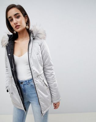 Lipsy Reversible Parka with Faux Fur