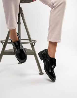 Lost Ink Black Studded Flat Shoes