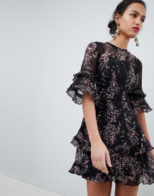 Keepsake Floral Frill Mini Dress