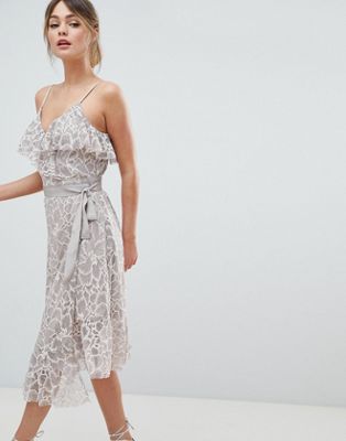Liquorish Lace Midi Wrap Dress
