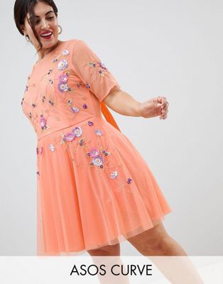 DESIGN Curve premium embellished tulle open back mini dress