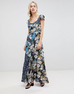 Free People La Fleur Mixed Floral Print Maxi Dress