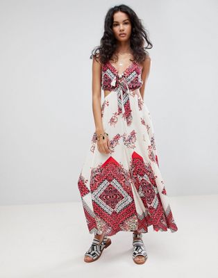 Free People Bella Printed Cut Out Jumpsuit