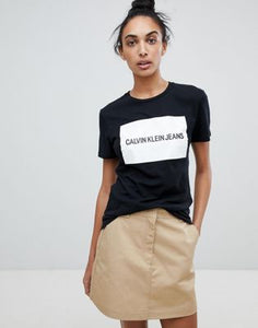 Calvin Klein Jeans T Shirt with Block Logo in Black