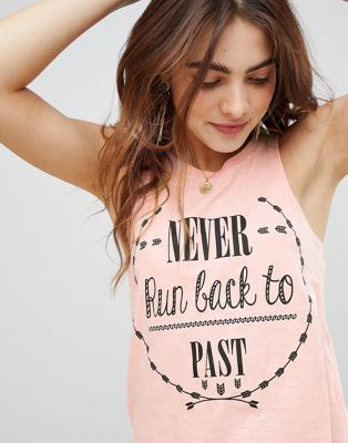 Brave Soul Slogan Tank with Split Back