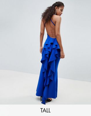 City Goddess Tall Waterfall Back Maxi Dress