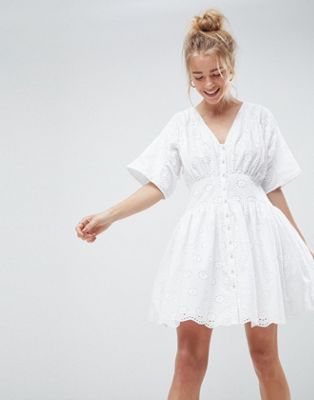DESIGN broderie casual tea mini dress