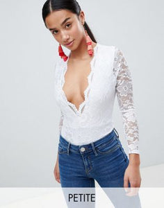 Boohoo Petite Lace Plunge Bodysuit