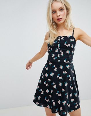 Hollister Woven Black Floral Dress