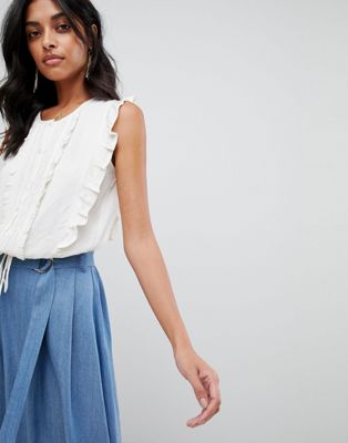 Moon River frill detail shell top